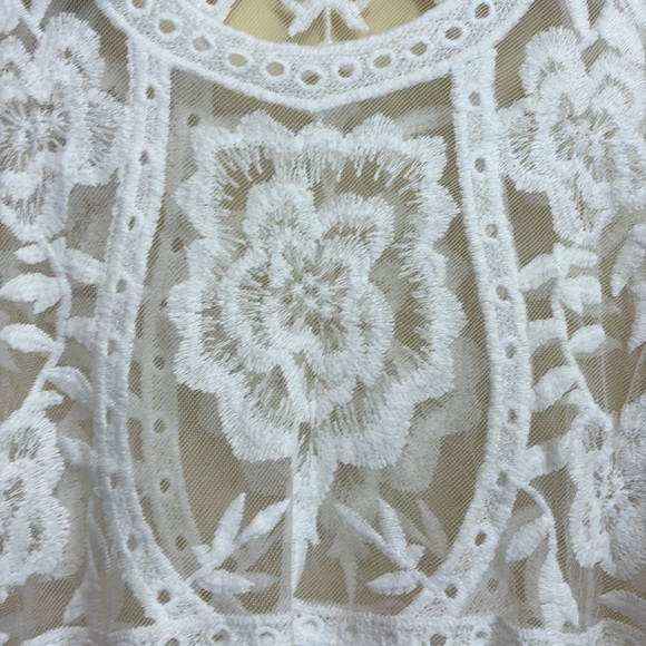 NWT Boutique White Crochet Lace Swimsuit Cover Up Sheer Beach Tunic Dress - Picture 7 of 17